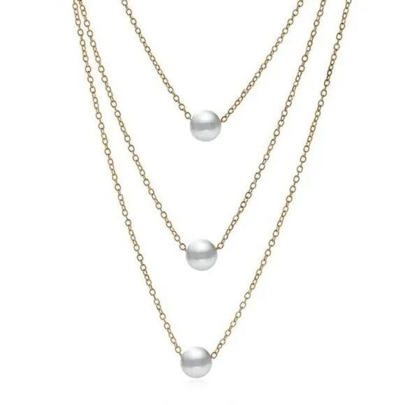 2/$21 Ladies Triple Pearl Necklace - Picture 1 of 5
